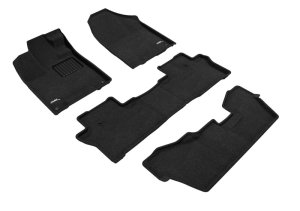 Honda Pilot Floor Mats - Front Rear and Third Row - 3D MAXpider - Elegant - Black - `16-`22